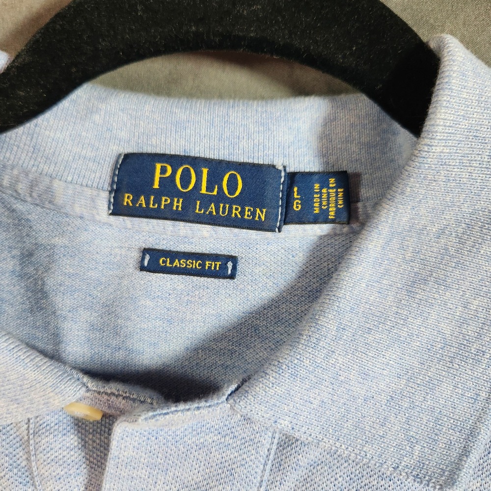 Polo Ralph Lauren Classic Fit Polo in Heathered Light Blue Size Large - Picture 3 of 7
